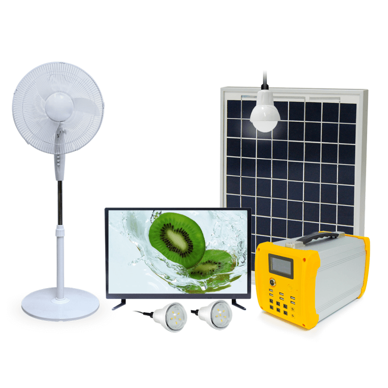 Système d'alimentation solaire domestique avec télévision solaire,Fonction  de ventilateur solaire et de chargeur solaire pour ordinateur  portable(PS-K011T1)